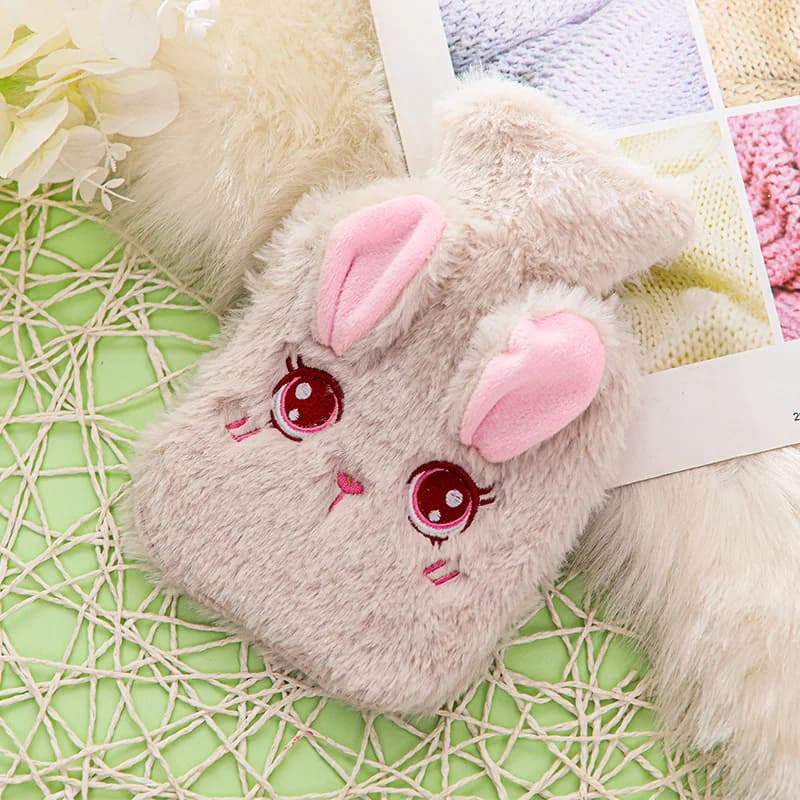 Bouillotte lapin blanc peluche
